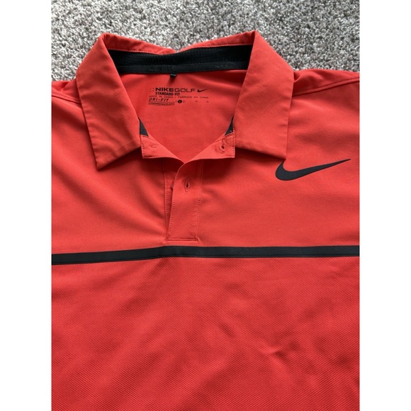 Nike Golf Standard Fit  Short Sleeve Mens Size Large Dri Fit‎ Polo Orange/Red - Picture 2 of 7